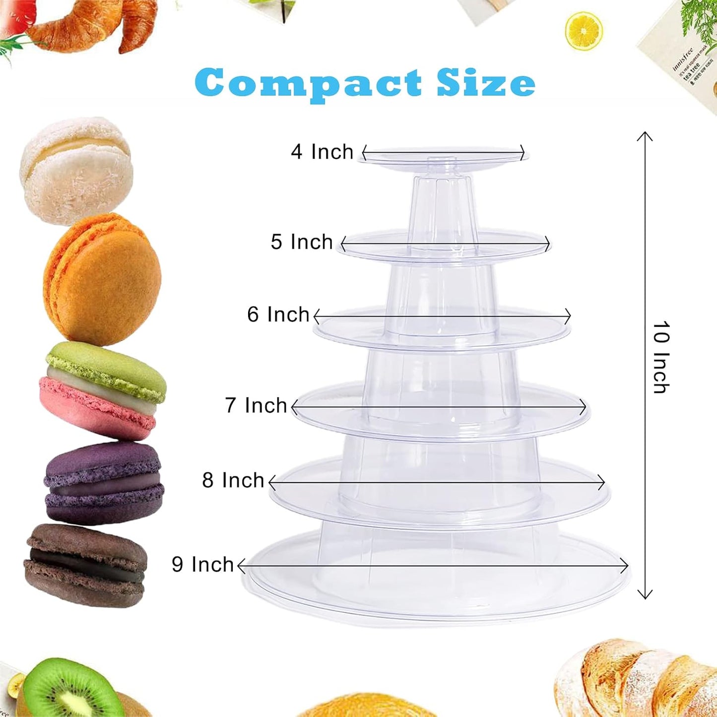 3 Tiers Round Cupcake Stand, Acrylic Cake Tower Stand Holder Macaron Display Rack Cookie Candy Buffet Desserts Platter with Base for Baby Shower, Birthday Party, Wedding, Party (3-Tiers with Base)