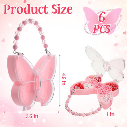 Cunno 6 Pack Valentines Day Containers Butterfly Shaped Food Containers Large Plastic Snack Box Food Storage with Handle Divided Serving Tray Portable Jewelry Organizer for Candy Fruit Purple