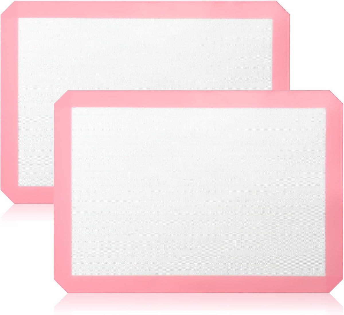 Luckyiren 2 Pack Silicone Baking Mat Set, Nonstick Half Sheet, Orange/Beige