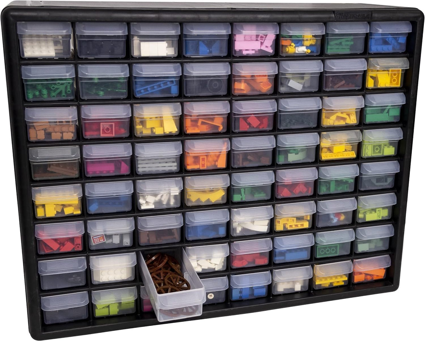 Akro-Mils 44-Drawer Plastic Drawer Storage Cabinet for Garage Organization, Bead Organizer, Building Bricks Storage, Teacher Toolbox, Makeup Organizer, 20" W x 6" D x 16" H, 10144 Black