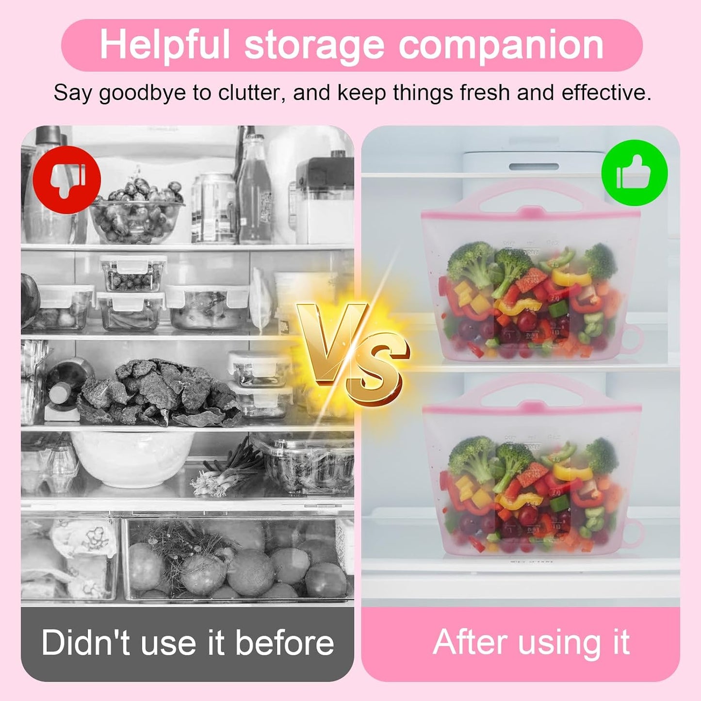 3-Piece Silicone Food Storage Containers Set Leakproof Reusable Kitchen Pantry Freezer Organization Stackable(Transparent)