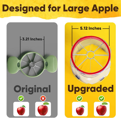 Newness 5.12-Inch Apple Slicer – Extra-Large, Ultra-Safe Stainless Steel Cutter for 8 Perfect Slices, Effortless Cutting, Cuts All the Way Through with Transparent Bowl