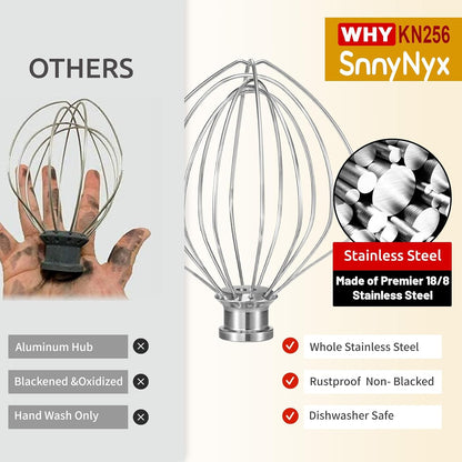 K45WW 6 Wire Whip Attachment for KitchenAid 4.5 5 Quart Tilt-Head Stand Mixer, Dishwasher Safe, Stainless Steel Whisk for Kitchen Aid Mixer Accessory Replacement Parts