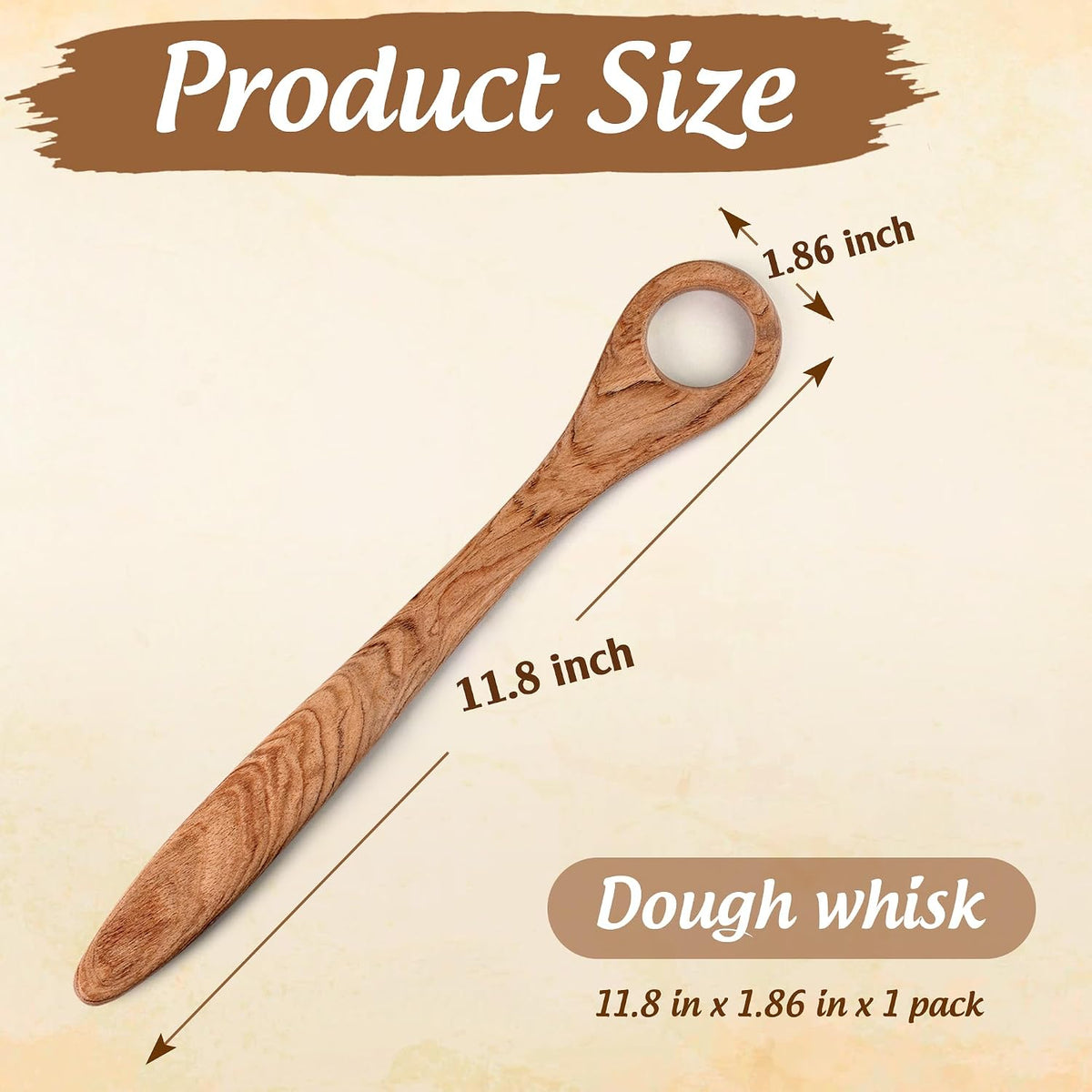 Wooden Danish Dough Whisk, Bread Whisking Tool for Mixing Sourdough, Egg and Flour Mixer Whisk, Traditional Bread Baking Tools and Supplies.