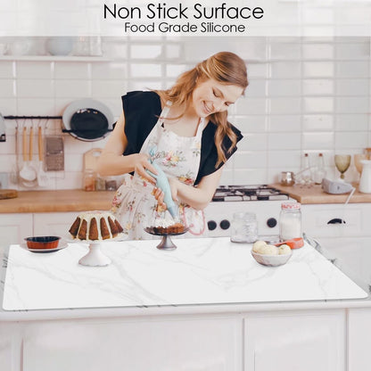 Extra Large Silicone Mat, 31.5x23.6 Inch Heat Resistant Mat for Kitchen Counter, Non Stick Silicone Baking Mat for Dough and Pastry, Thick Silicone placement Countertop Protector, Black countertop mat