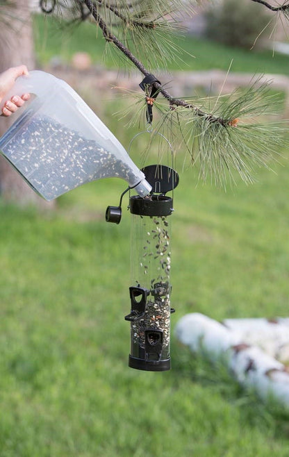 More Birds 3-in-1 Super Tote - 5 lb Capacity Container with Tapered Pour Spout, Easy Grip Handle & Stackable Design, Portable Seed Holder & Dispenser for Backyard Birding and Wildlife, 100-SF-TOTE