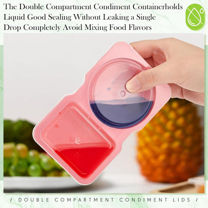Blushtier 10 Pcs Pack Snack Containers with Lids, 5 oz Double Compartment Plastic Food Containers, Portable Divided Snack Cups for School, Office, Meal Prep, Sauces, Dips, On-the-go Camping (Clear)