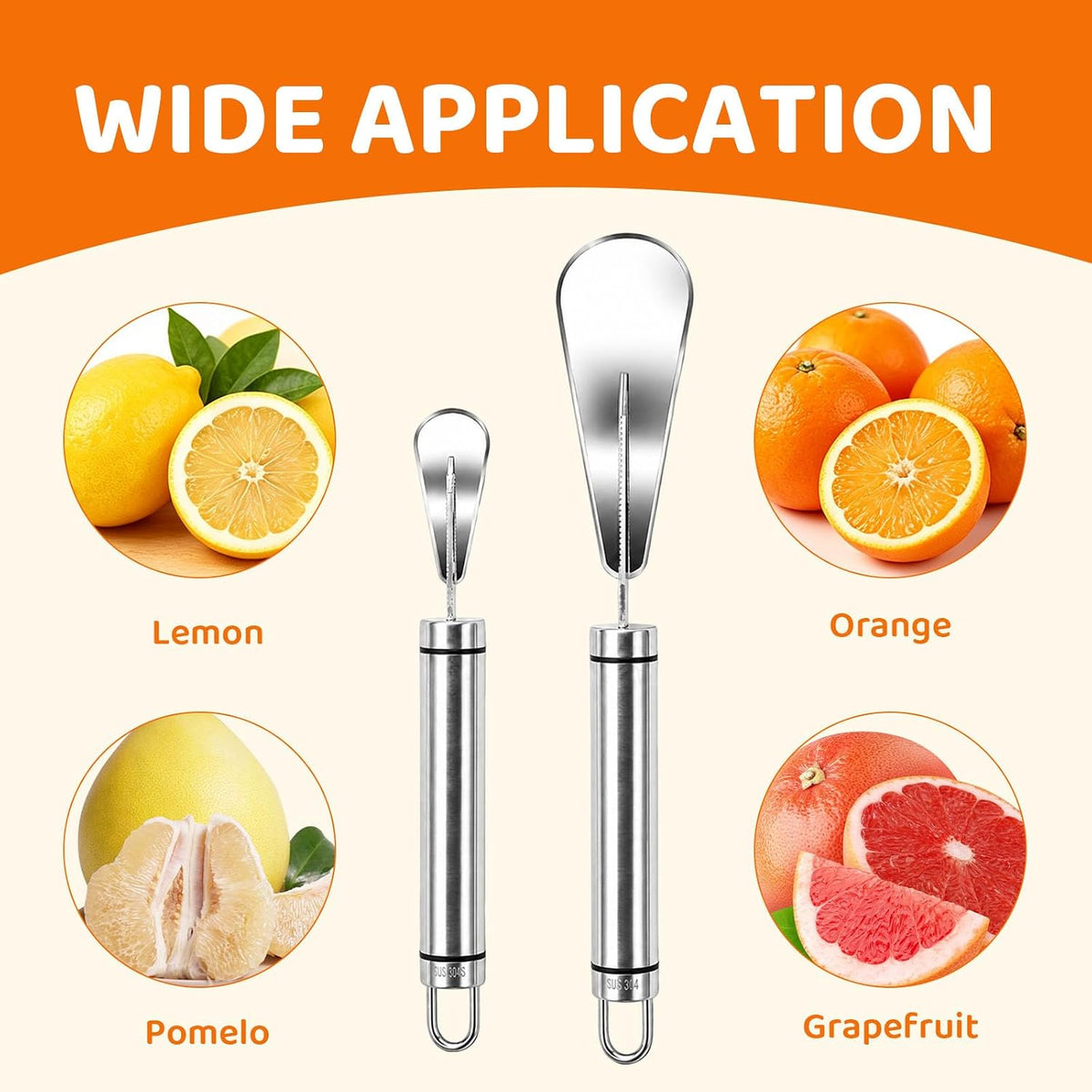Citrus Peeler 2 Pack,Small And Large for Orange Grapefruit Slicer
