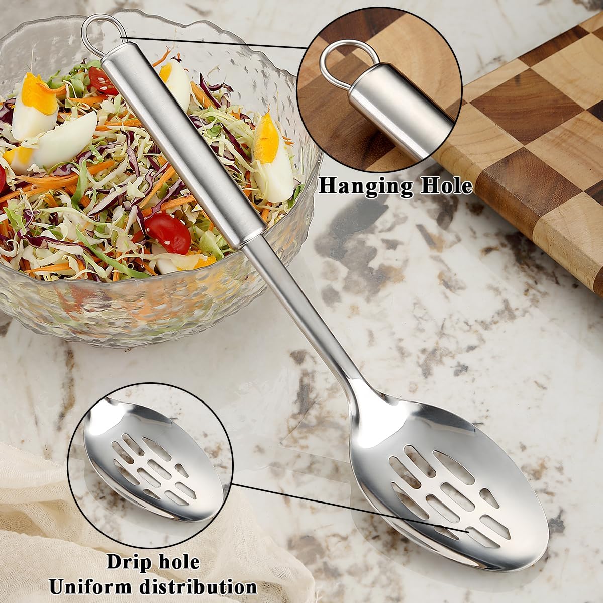 Cooking Spoons Set, ReaNea Stainless Steel Kitchen Solid Slotted Spoon, Cooking Utensils Set, Mixing, Serving, Stiring Large Spoons, Gifts for Home, Restaurant