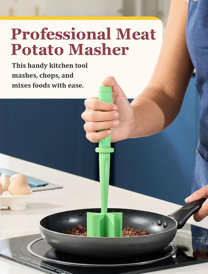 Meat Chopper for Hamburger, CLUEAPOP Premium Heat Resistant Masher and Smasher for Ground Beef, Nylon Ground Beef Chopper Tool and Meat Fork, Non Stick