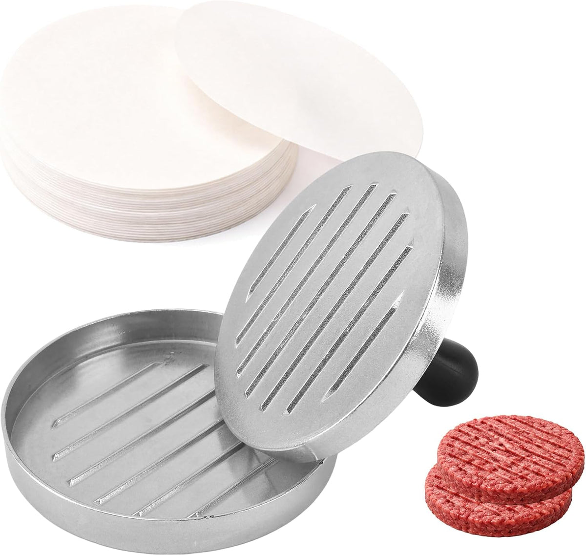 Burger Press 200 Patty Papers Set, 4.7'' Non-Stick Hamburger Maker for BBQ