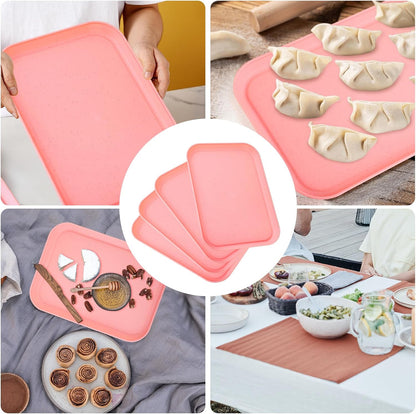 4 Pack Multicolo Plastic Serving Trays for Party Serving Food - Rectangular, 8.66 by 12 in, Heavy Duty Dessert Trays for Food Erving Platters for Party Tray Decor Veggie,Snack