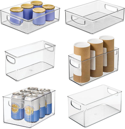 iDesign Stackable Pantry Bins with Handles, 4 Small and 4 Medium Bins, 8 Pack, Clear, Made in USA