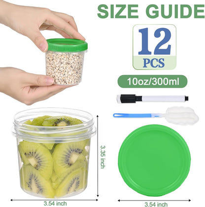 Freezer Storage Containers, 16 Pack 10 oz Plastic Food Storage Containers with Twist Top Lids, Meal Prep Containers for Soup Snack Fruit, BPA Free, Leakproof, Microwave & Dishwasher Safe