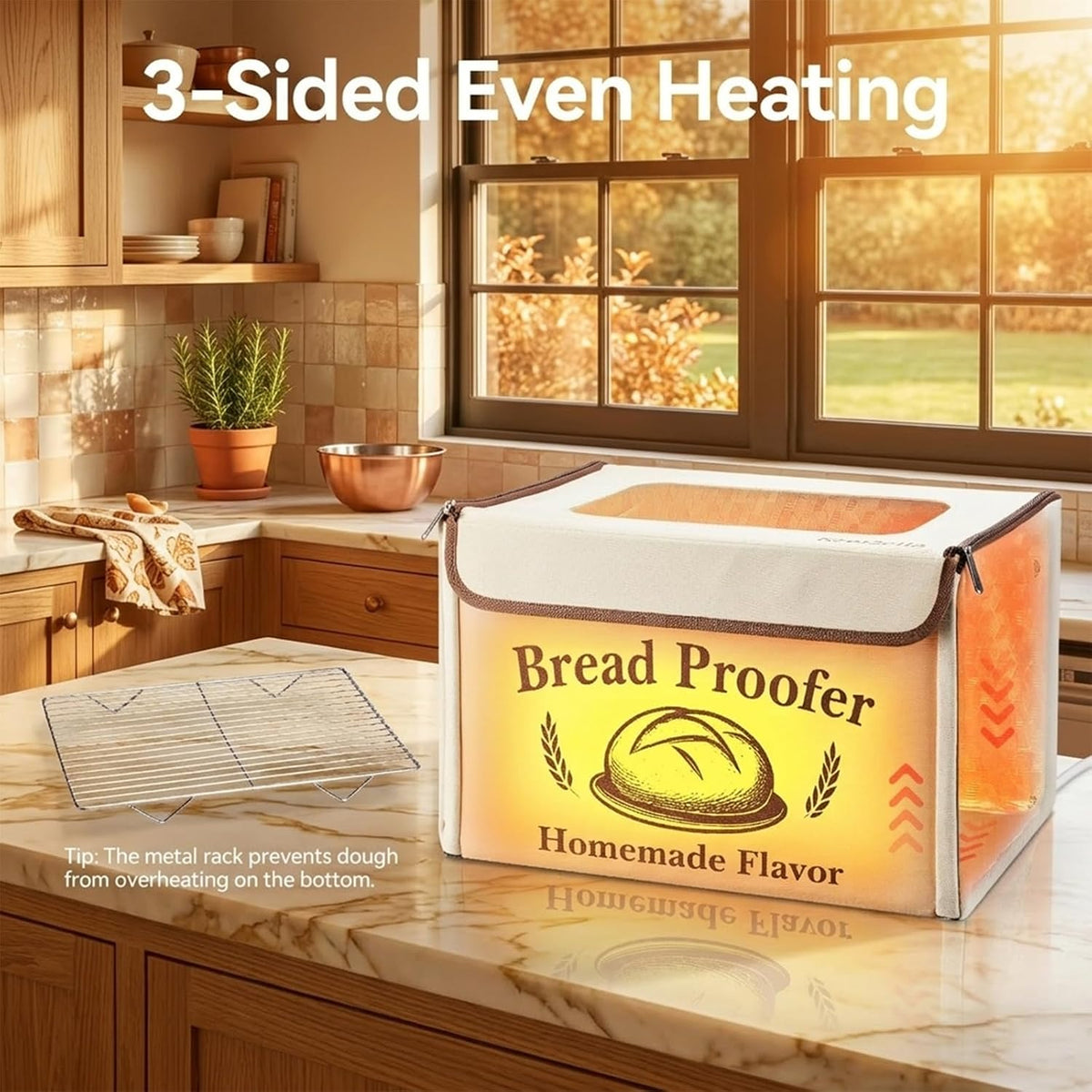 Proofing Box - Foldable Proofing Bread Box with 68-122°F Temp Control & 48H Timer, Bread Proofer for Sourdough, Pizza Dough, Yogurt, Kombucha, 5-Layer Fabric