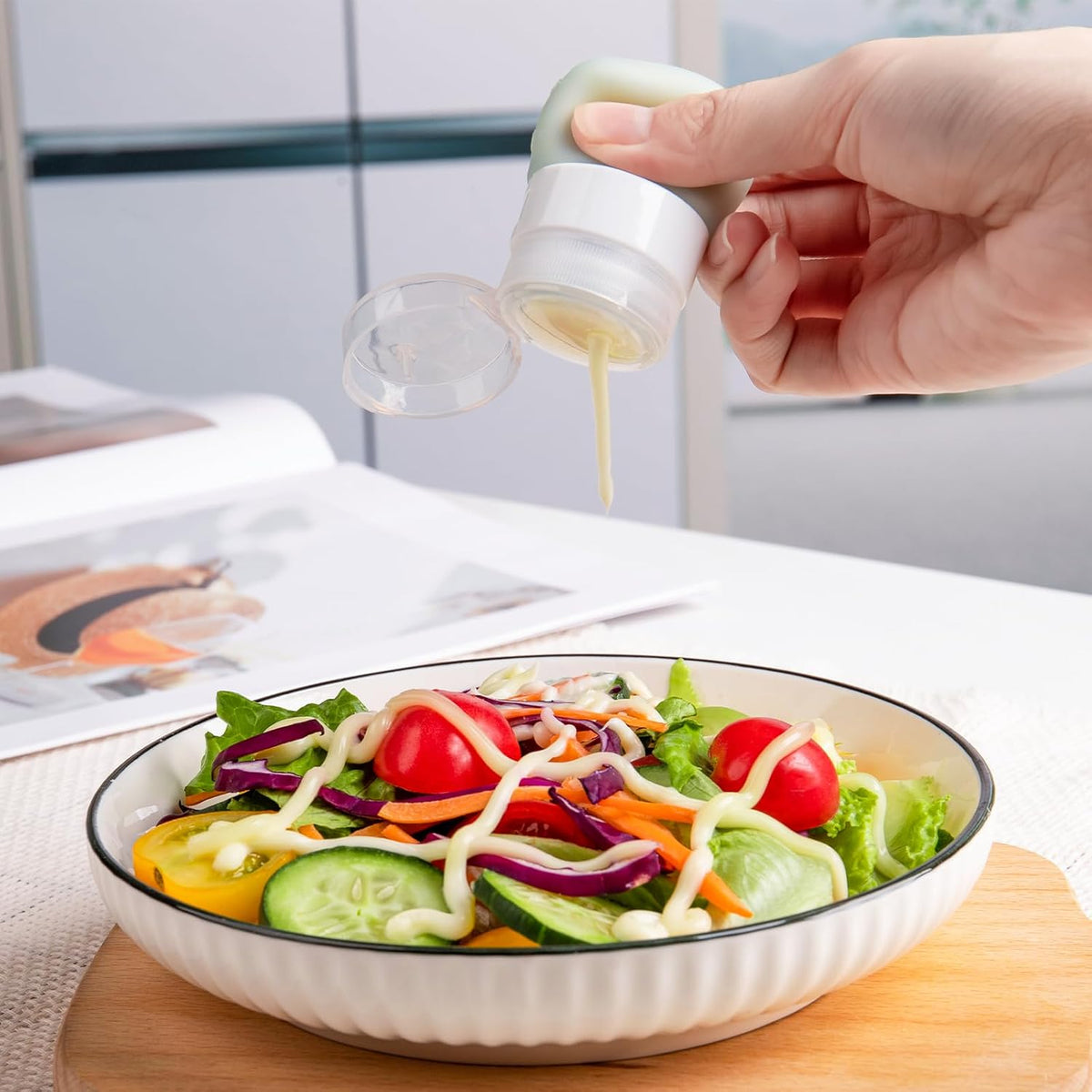 MICEBAY 2 oz Condiment Squeeze Bottles, Leakproof Salad Dressing Container