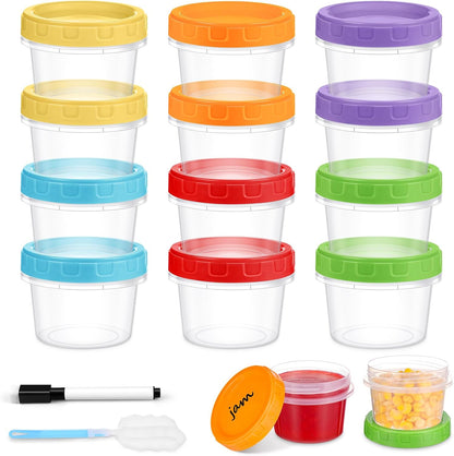 10 oz Plastic Containers with Lids, 12 Pack Stackable Small Freezer Container, Reusable Clear Food Storage Meal Prep Containers for Snack Fruit, Microwave & Dishwasher Safe