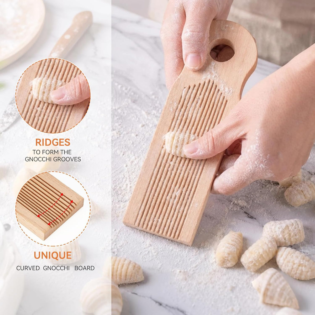 Wooden Gnocchi Board for Homemade Gnocchi & Pasta Making