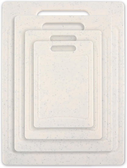 COOK WITH COLOR Non-Slip Cutting Board Set – Kitchen Essentials with Easy Grip Handle for Meat, Veggies, and Fruits, 3 Cutting Boards, Speckled White