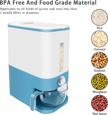 Lenwi 22-25 Lbs Rice Dispenser, Large Cereal Dry Food Storage Containers with Measuring Cup, BPA-Free Household for Kitchen Pantry Organization-Red