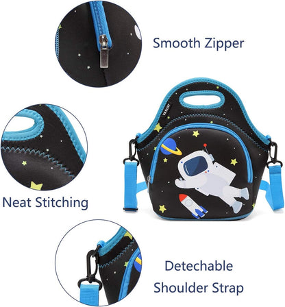VASCHY Lunch Bag for Kids, Insulated Neoprene Lightweight Lunch Box Bag for Children Boys and Girls School Daycare Kindergarten Dinosaur