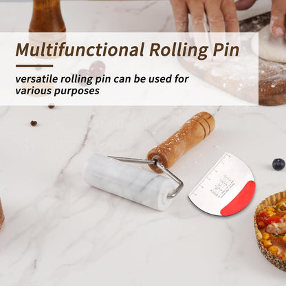 Small Marble Rolling Pin Pizza Roller for Baking (Type B Black)