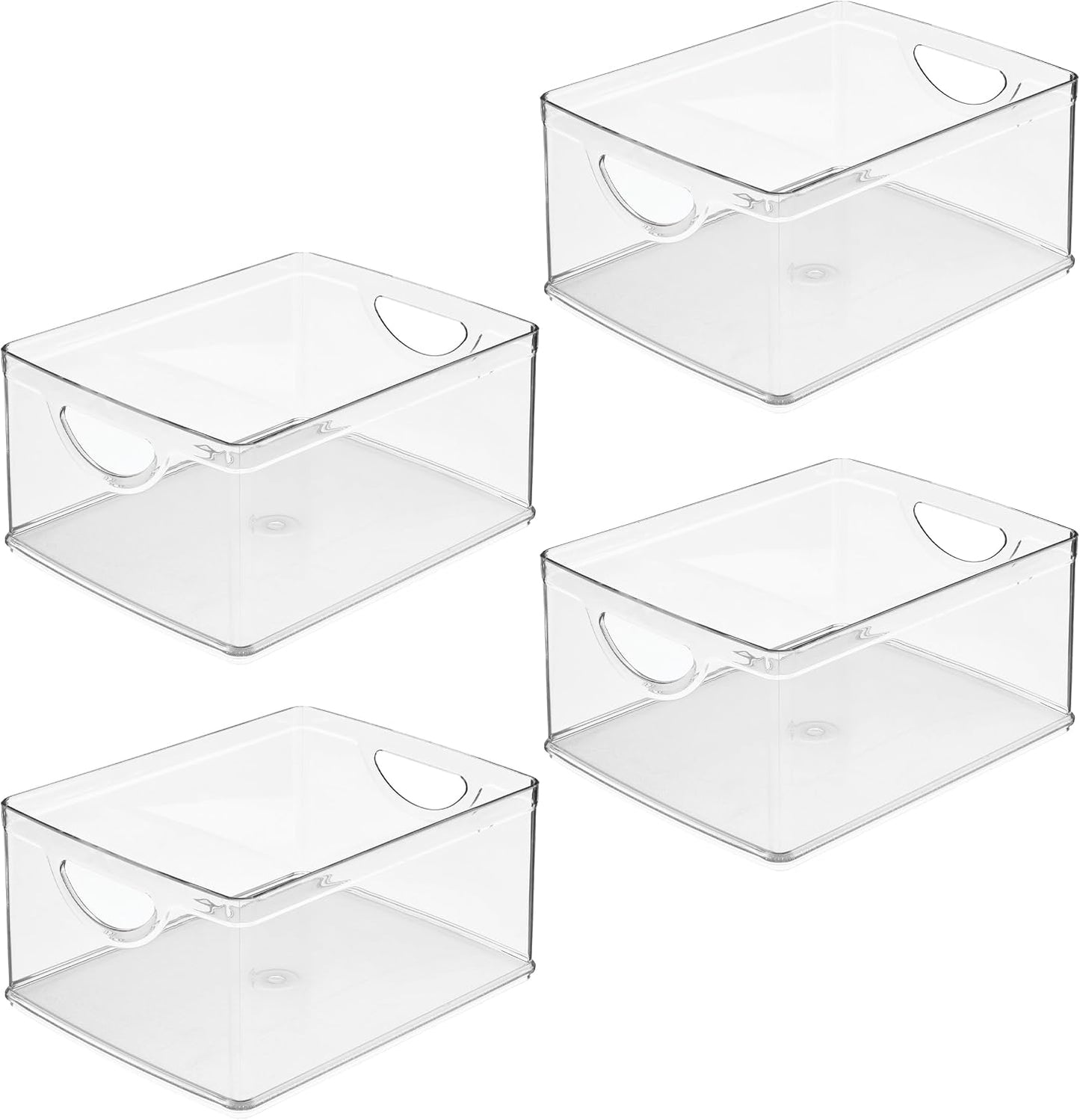 iDesign Pantry Storage Bins with Handles - Organizer Bins for Cabinets or Fridge - Set of 2 - Clear