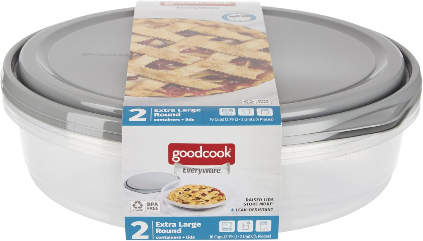 GoodCook EveryWare Extra Large Square Food Storage Container, 2 Pack, BPA Free