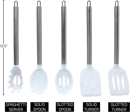 COOK WITH COLOR Silicone Cooking Utensils, Kitchen Utensil Set, Easy to Clean Silicone Kitchen Utensils, Cooking Utensils for Nonstick Cookware, Kitchen Gadgets Set, 38 Piece, Mint