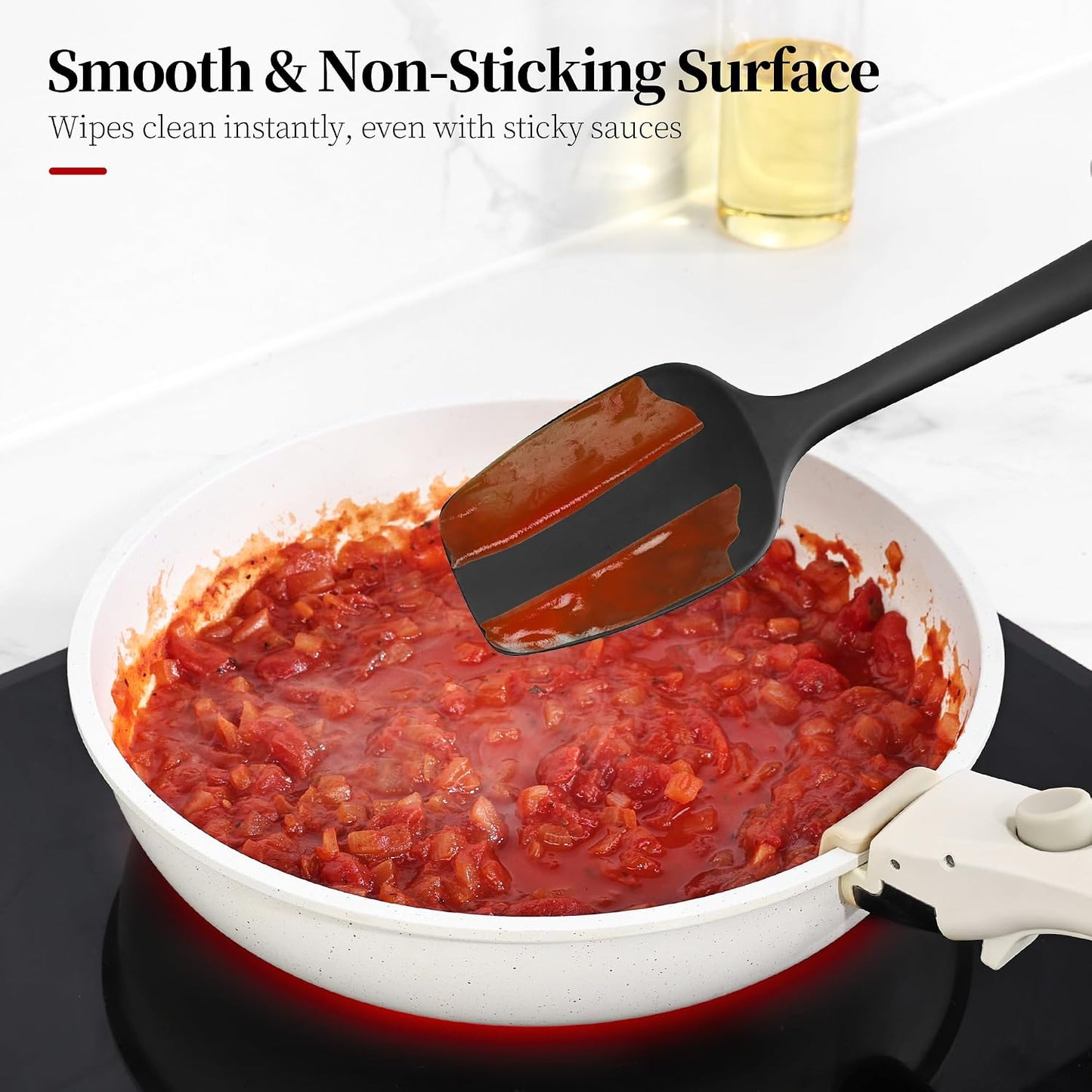 600ºF Heat Resistant Spatulas, High Heat Food Safe Semless Kitchen Silicone Scraper Set for Cooking Baking Mixing Scraping Stirring Nonstick Cookware Pan Bowl (4Pcs,Aqua Sky)