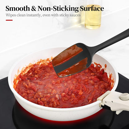 600ºF Heat Resistant Spatulas, High Heat Food Safe Semless Kitchen Silicone Scraper Set for Cooking Baking Mixing Scraping Stirring Nonstick Cookware Pan Bowl (4Pcs,Aqua Sky)