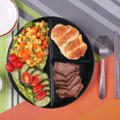 LRUUIDDE (5 Pack) Portion Control Plate for Balanced Eating, 9" Unbreakable Divided Plates,3 Compartment Plates, Reusable Plastic Plates, BPA Free for Adults