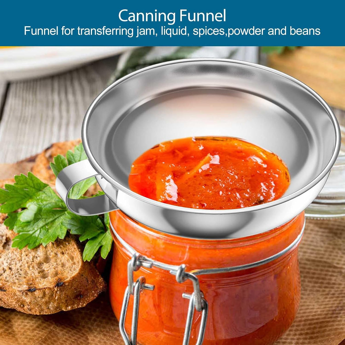 2pcs Canning Funnels for Filling Mason Jars with Strainer, Food Grade Stainless Steel Funnels for Kitchen Use, Metal Wide Mouth Funnel for Mason Jar