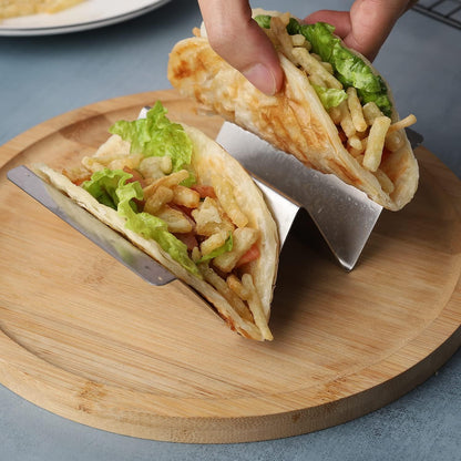 Taco Holder Set of 4 Packs Stainless Steel Taco Holders Stand Taco Tray Shell Holders - Each Rack Holds Up to 2 Tacos - Oven, Grill & Dishwasher Safe