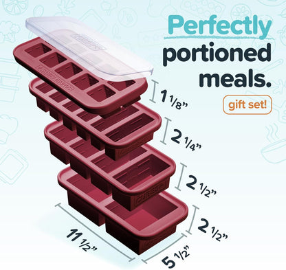 Souper Cubes Silicone Freezer Molds Gift Set, Kale | 2 Tbsp, 1/2 Cup, 1 Cup and 2 Cup Silicone Molds for Food Set, Perfect for Freezing Soup, Grains, Proteins, Herbs and More