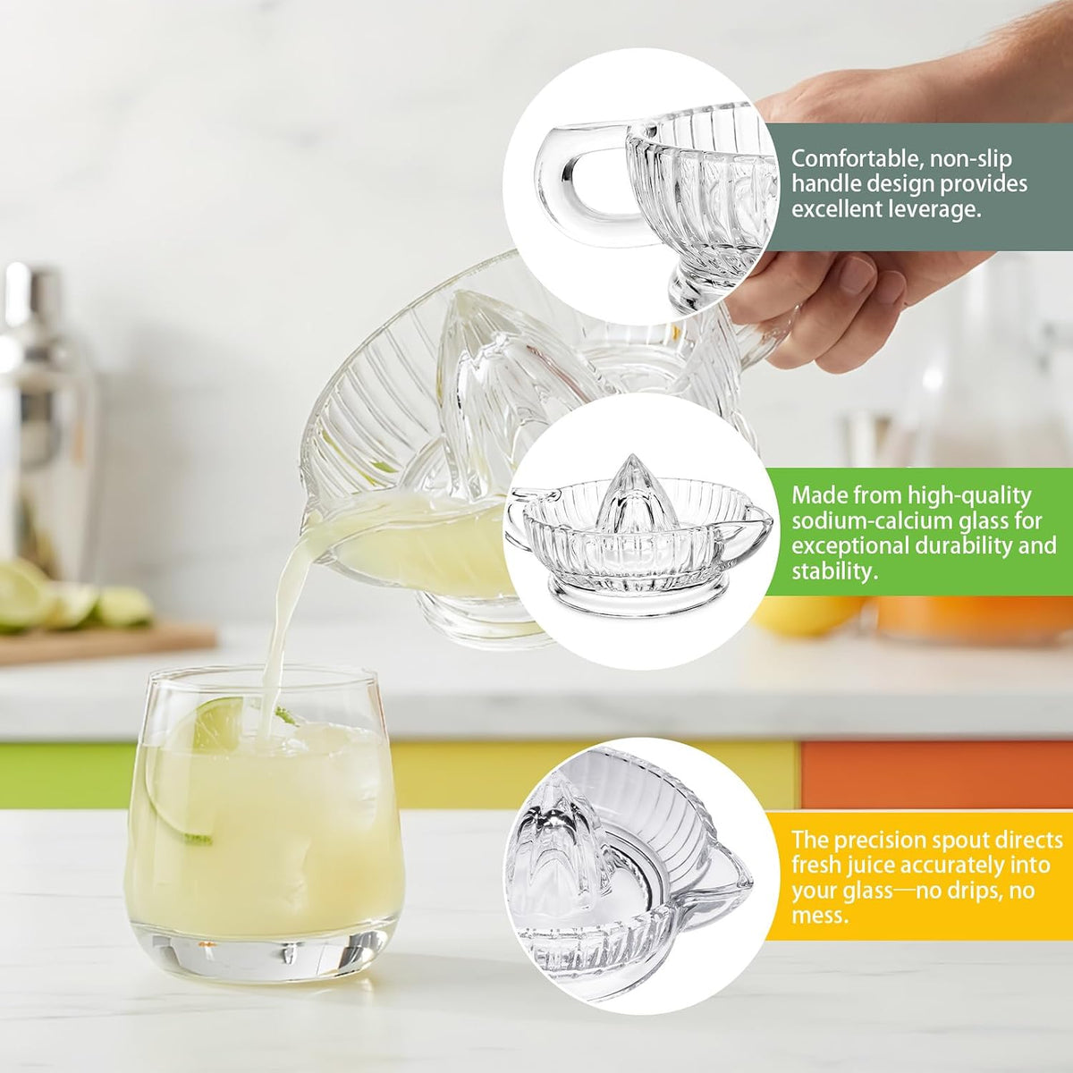 Glass Lemon Squeezer Citrus Juicer Reamer
