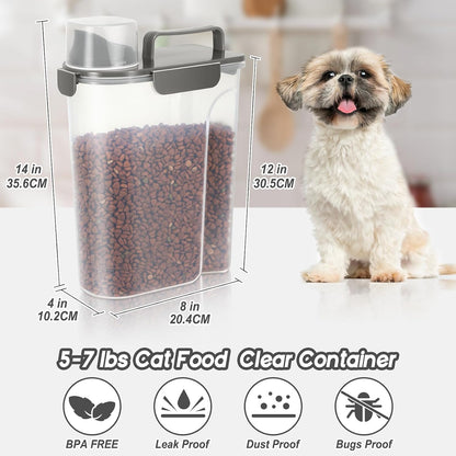LEAWALK 5Lbs Airtight Cat Dog Food Storage Container with Upgraded Large Nozzle BPA-Free, Pet Food Storage Containers for Rice, Grain, Pet Food, Flour, Dog Treat Storage (Dark Gray, 5L-1pack)