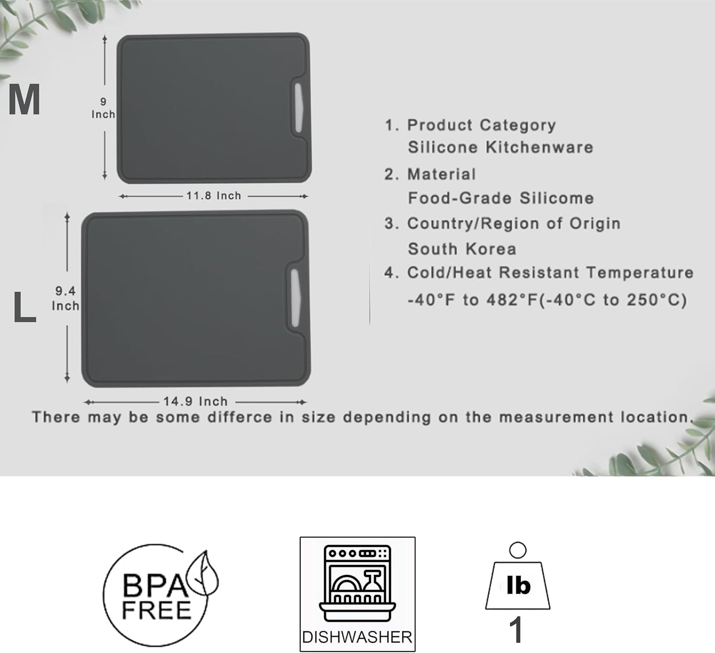 Blue Premium Thick & Flexible Silicone Cutting Mat(Medium & Large Bunble), BPA Free, Knife Friendly, Non-Toxic, Anti-Slip, Dishwasher Safe, Space Saving, Easy Grip Handle, Ergonomic Design, Cho