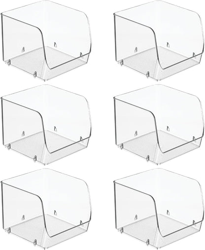 iDesign Stackable Open-Front Storage Bin for Pantry or Household Storage, Clear, Made in USA
