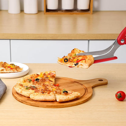 AmHoo Pizza Scissors Stainless Steel Blade Salad Pizza Slicer Pizza Cutter Scissors with Server Highly enjoy Excellent Gifts Red