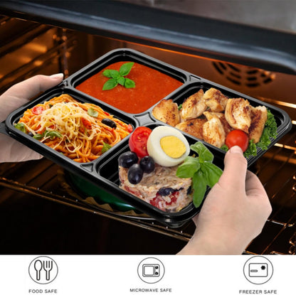 Noamus 50 Pack Meal Prep Containers, 34oz Leak-Proof Food Storage Box with Lid, Microwavable BPA Free Bento Lunch Plate, Stackable&Disposable Plastic To Go Takeout Pan for Freezer Safe, 4 Compartment