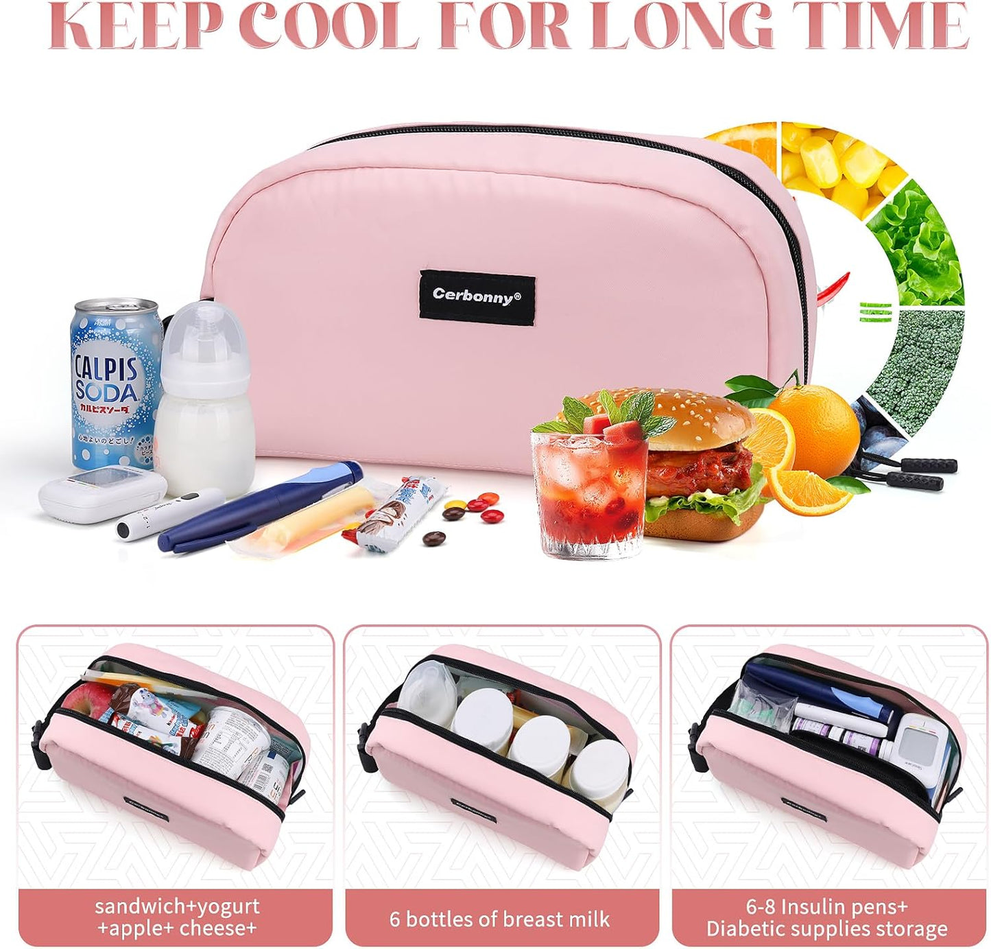 Cerbonny Freezable Cooler Bag for Work/School Travel - Mini Insulated Bag Fit For Yogurt