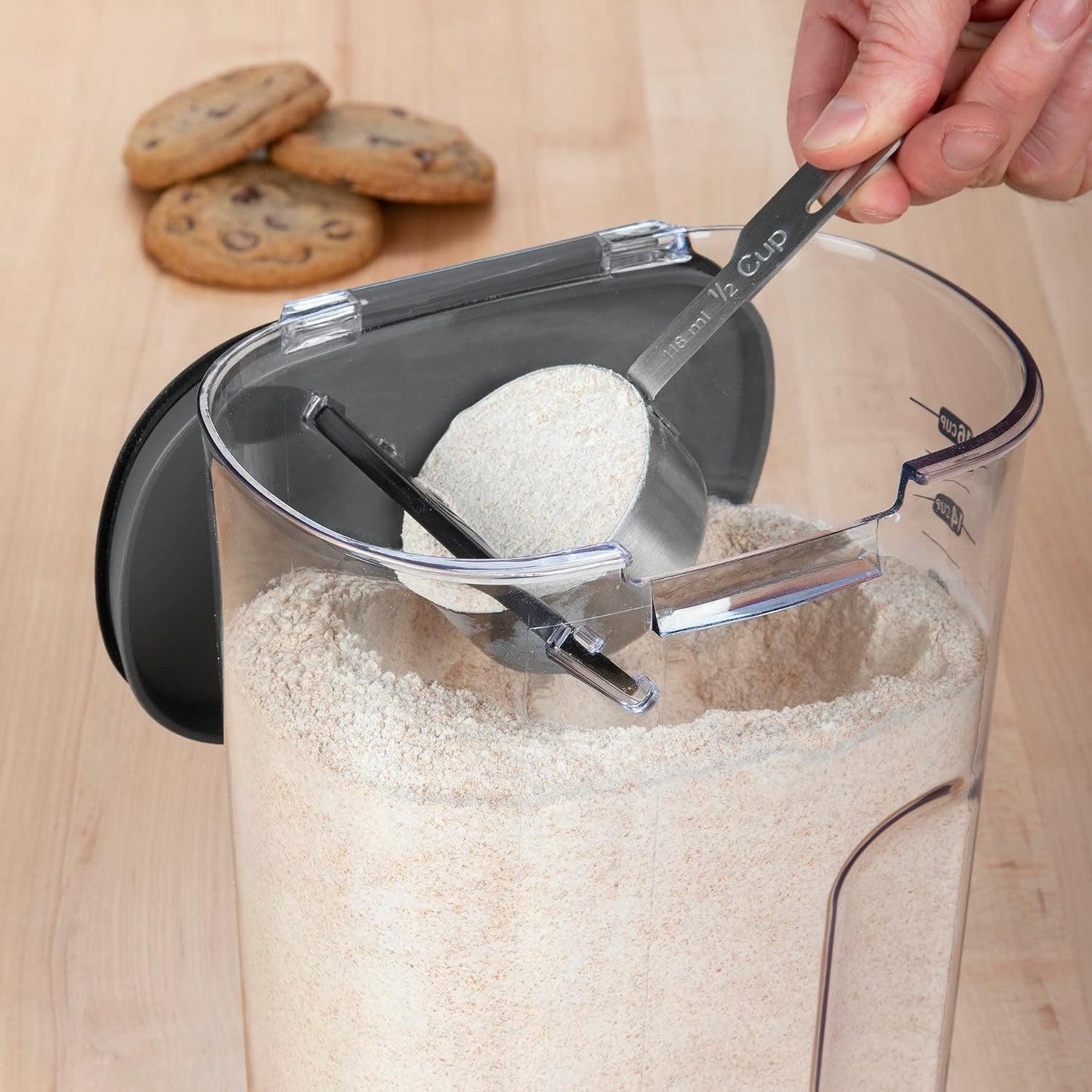 Progressive International ProKeeper+ Clear Plastic Airtight Food Baker's Kitchen Storage Organization Container Canister Set with Magnetic Accessories, 2- Piece Set (Grain 2.5-Quart)