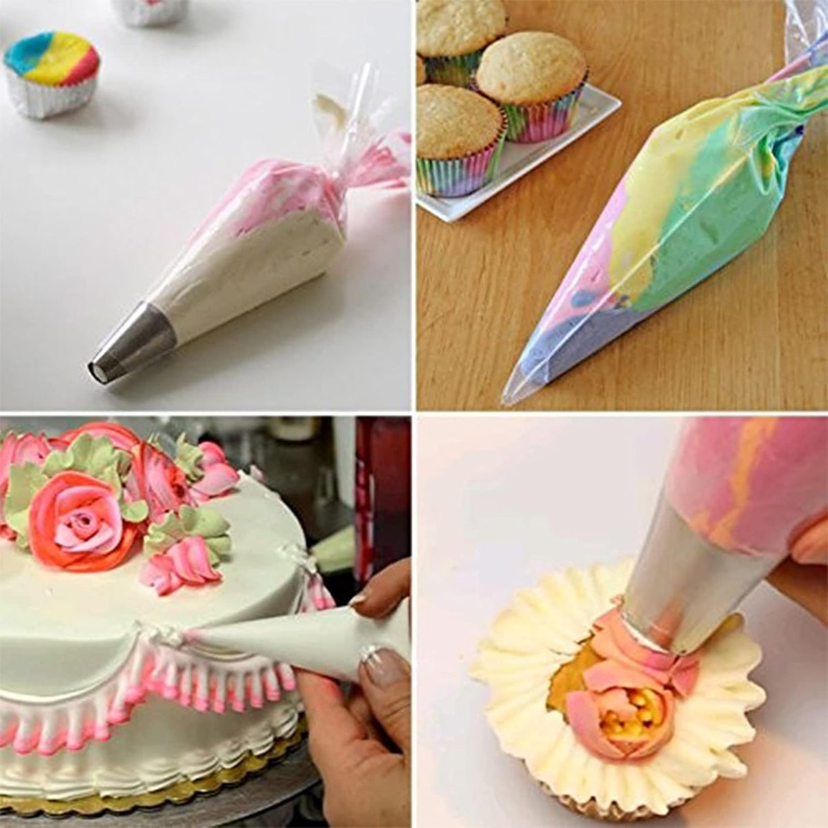 XSEINO Disposable Piping Bags, 12 Inch - Heavy Duty Anti Burst Pastry Bags With Bump Non-slip Design For Icing and Frosting and Cookies Decoration Bags(Thickened)