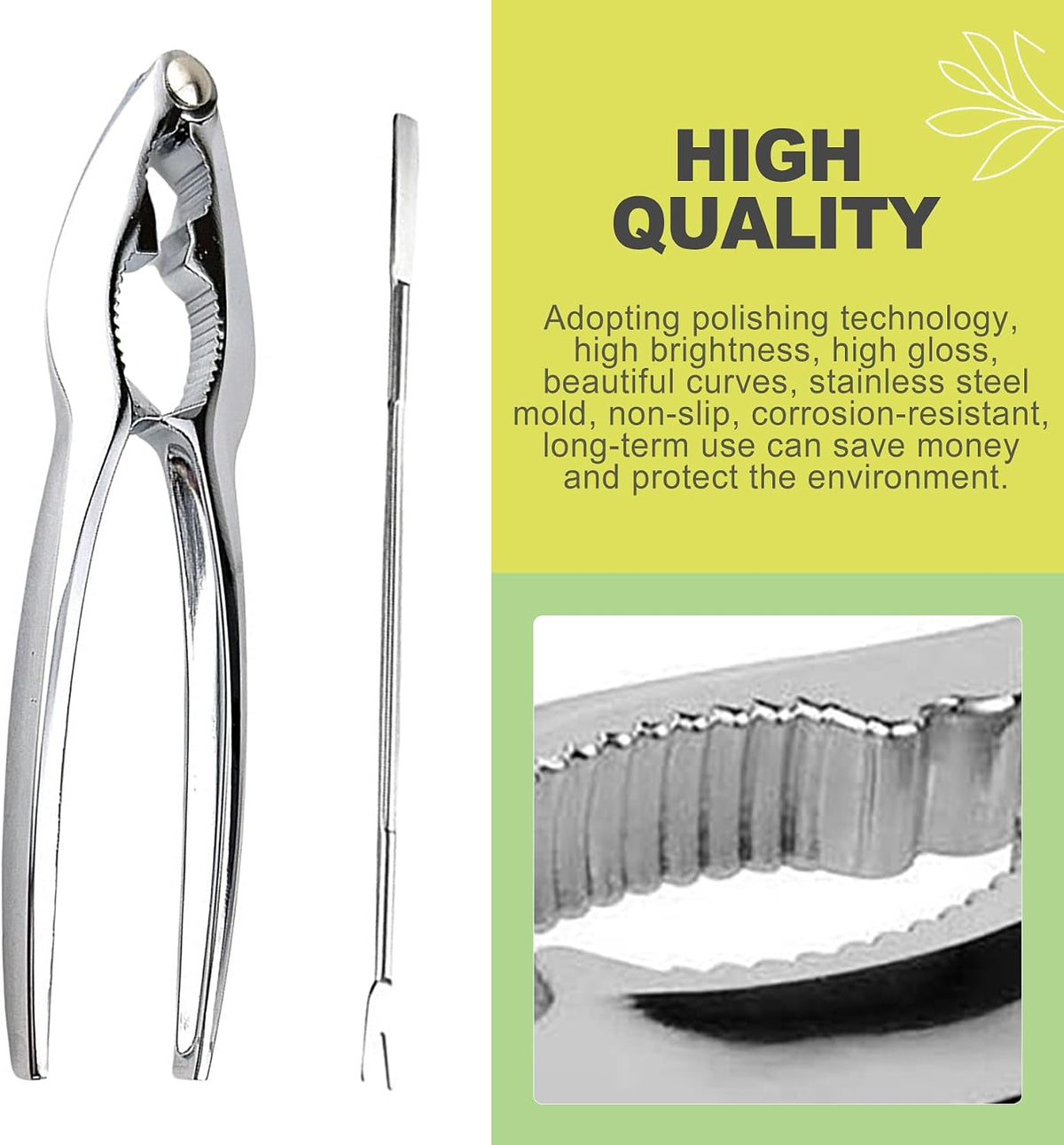 8 Piece Crab and Lobster Crackers Set Heavy Duty Stainless Steel Seafood Nutcracker Tool for Crab Legs Clams Shrimp Shells Easy Grip Kitchen Tool