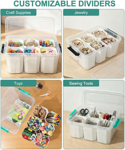 EOENVIVS Plastic Storage Bins with Lids 6 Pack, 7 Quart Storage Containers With Black Buckle Latch, Stackable Storage Organizers for Home Pantry Office Classroom Organization, Clear