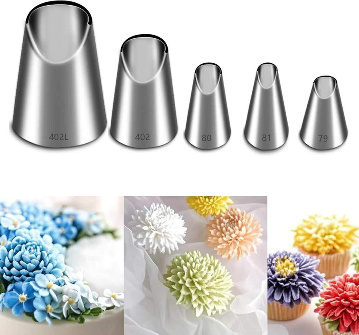 Suuker 5 Pieces Chrysanthemum Piping Tips Set