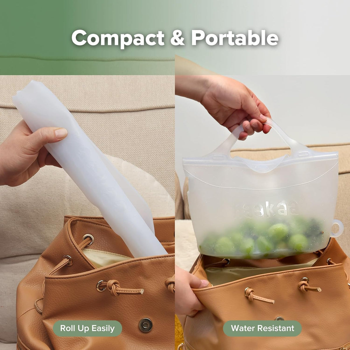 Haakaa Silicone Microwave Steamer & Steriliser Bag, 70oz/2000ml Large Capacity Reusable Steaming Bags for Baby Bottles, Breast Pump, Accessories, Pacifiers,Teethers, Great for Home&On The Go, Grey/1PC