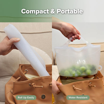 Haakaa Silicone Microwave Steamer & Steriliser Bag, 70oz/2000ml Large Capacity Reusable Steaming Bags for Baby Bottles, Breast Pump, Accessories, Pacifiers,Teethers, Great for Home&On The Go, Grey/1PC