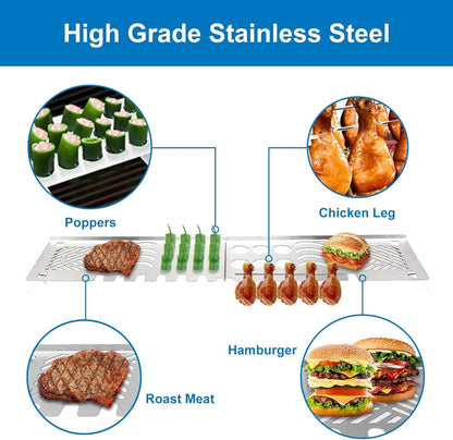 Utheer 2-Pack Griddle Warming Rack for Blackstone 28" Griddles, Stainless Steel Flat Top Grill Accessories | Reversible Rack Adds Prep Space, Foldable Clip-On Design Expands Cooking & Holding Area